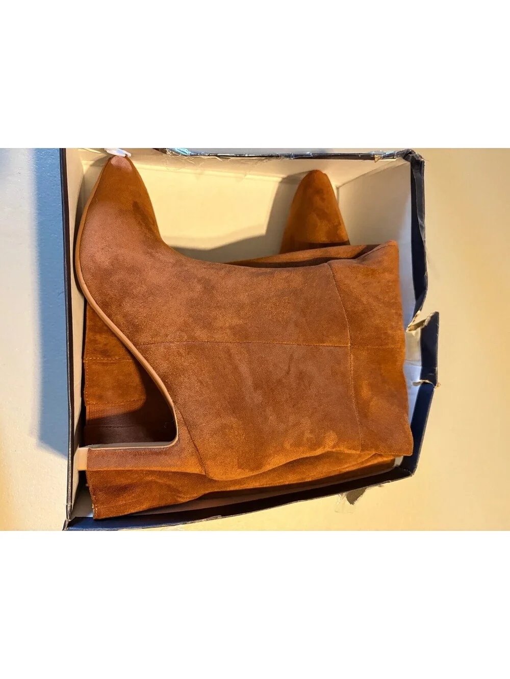 YP Women's Brown Suede Knee-High Boots with Side Zipper and Block Heel